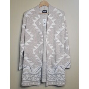 Frye Women's The Cozy Cardigan Tan Cream Duster Soft Size S With Pockets NWT